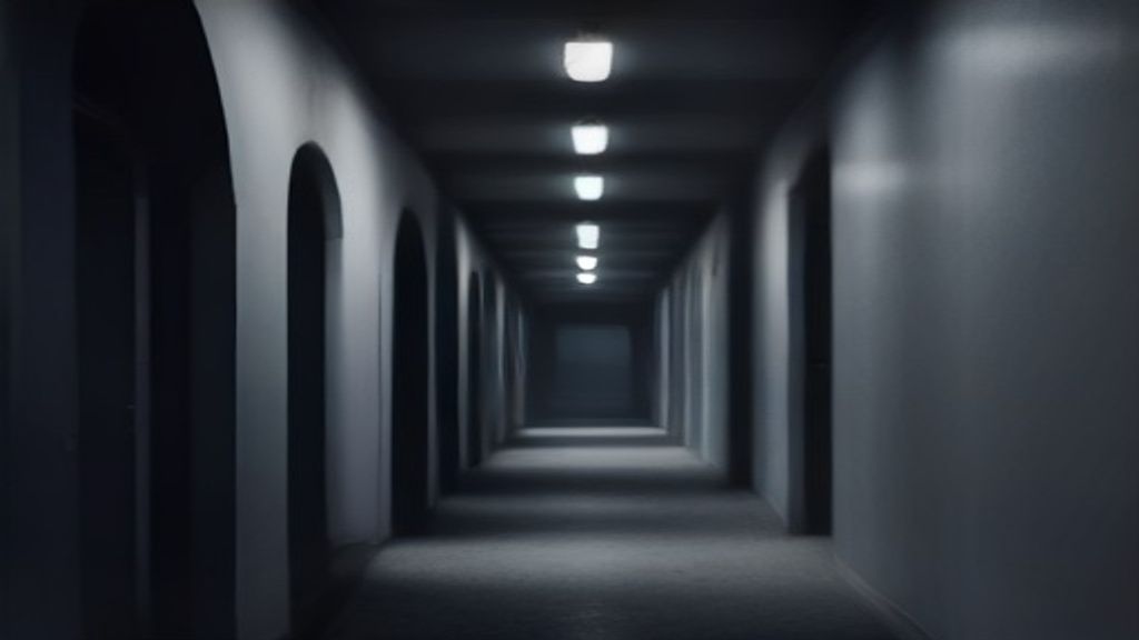 주술회전의 분위기를 떠올리게 하는 밤의 학교 복도